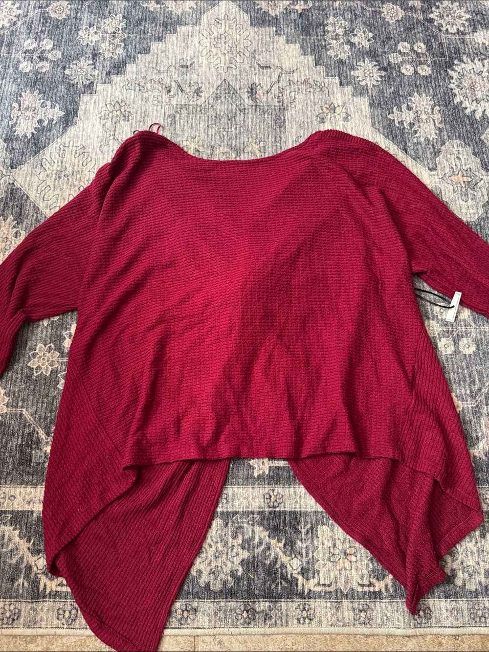 1. State Wine Red Draped Knit Poncho